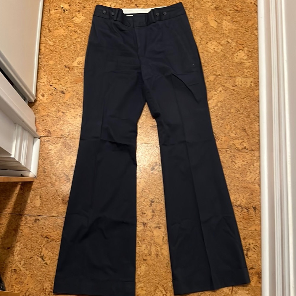 Fall navy blue wide leg dress pants